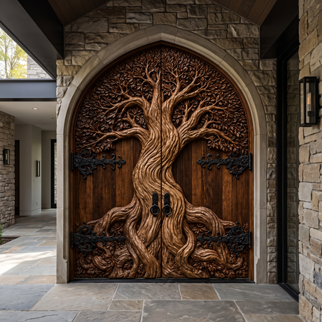 Eldergrove Sculpted Solid Wood Double Door Brown - Timberustic Door