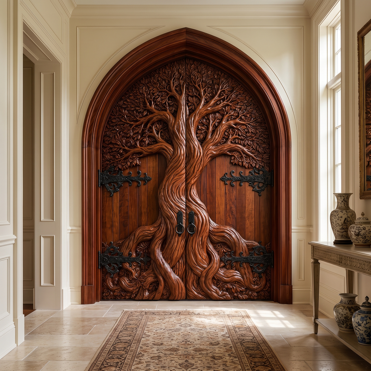 Eldergrove Sculpted Solid Wood Double Door