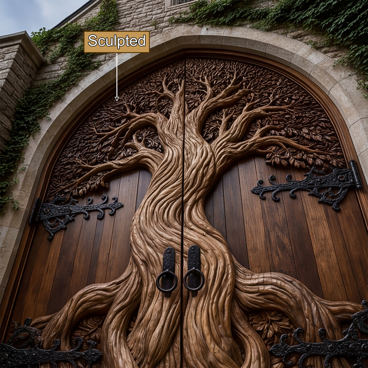 Eldergrove Sculpted Solid Wood Double Door