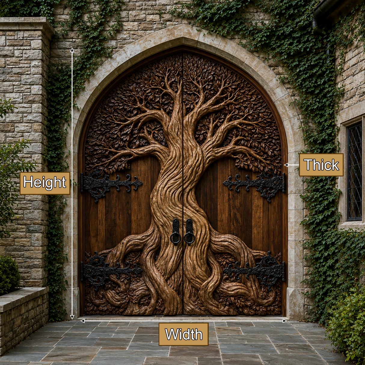 Eldergrove Sculpted Solid Wood Double Door