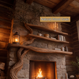 Eldergrove Sculpted Solid Wood Tree-Shaped Fireplace Mantel with Display Shelves - Timberustic Tree-Shaped Fireplace Mantel with Display Shelves