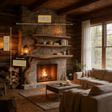 Eldergrove Sculpted Solid Wood Tree-Shaped Fireplace Mantel with Display Shelves - Timberustic Tree-Shaped Fireplace Mantel with Display Shelves