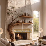 Eldervine Sculpted Solid Wood Tree-Shaped Fireplace Mantel with Display Shelves - Timberustic Tree-Shaped Fireplace Mantel with Display Shelves