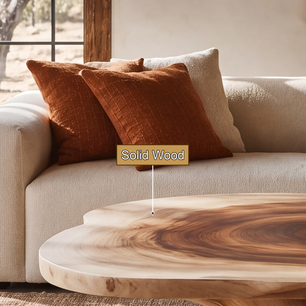 Elvarenne Handcrafted Solid Wood Coffee Table