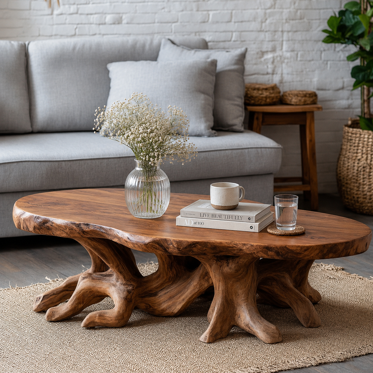 Elvaris Handcrafted Solid Wood Coffee Table