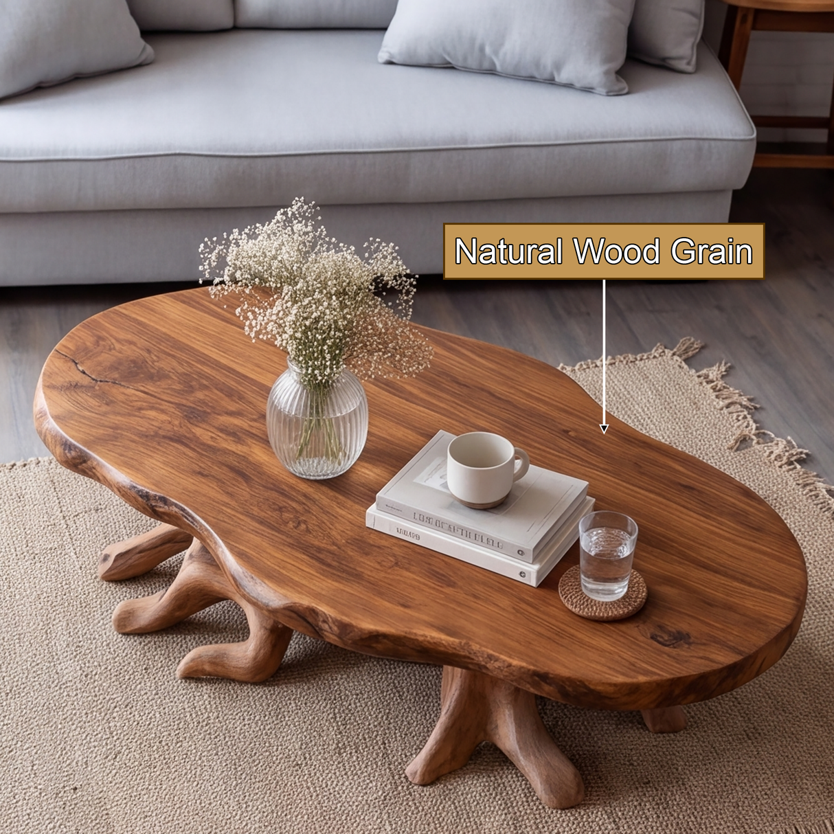 Elvaris Handcrafted Solid Wood Coffee Table