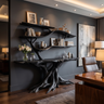 Elyndor Sculpted Solid Wood Console Table with Shelves Black - Timberustic Console Table with Shelves