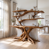 Elyndor Sculpted Solid Wood Console Table with Shelves Brown - Timberustic Console Table with Shelves