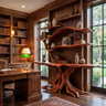 Elyndor Sculpted Solid Wood Console Table with Shelves Mahogany - Timberustic Console Table with Shelves