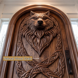 Fenrira Handcrafted Solid Wood Wolf Single Door - Timberustic Door