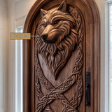 Fenrira Handcrafted Solid Wood Wolf Single Door - Timberustic Door
