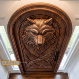 Fenrira Handcrafted Solid Wood Wolf Single Door - Timberustic Door