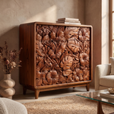 Floravelle Sculpted Solid Wood Sideboard Cabinet