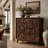 Floravelle Sculpted Solid Wood Sideboard Cabinet