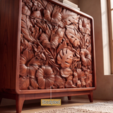 Floravelle Sculpted Solid Wood Sideboard Cabinet