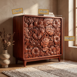 Floravelle Sculpted Solid Wood Sideboard Cabinet
