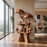 Fungrove Sculpted Solid Wood Mushroom Bookshelf