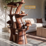 Fungrove Sculpted Solid Wood Mushroom Bookshelf