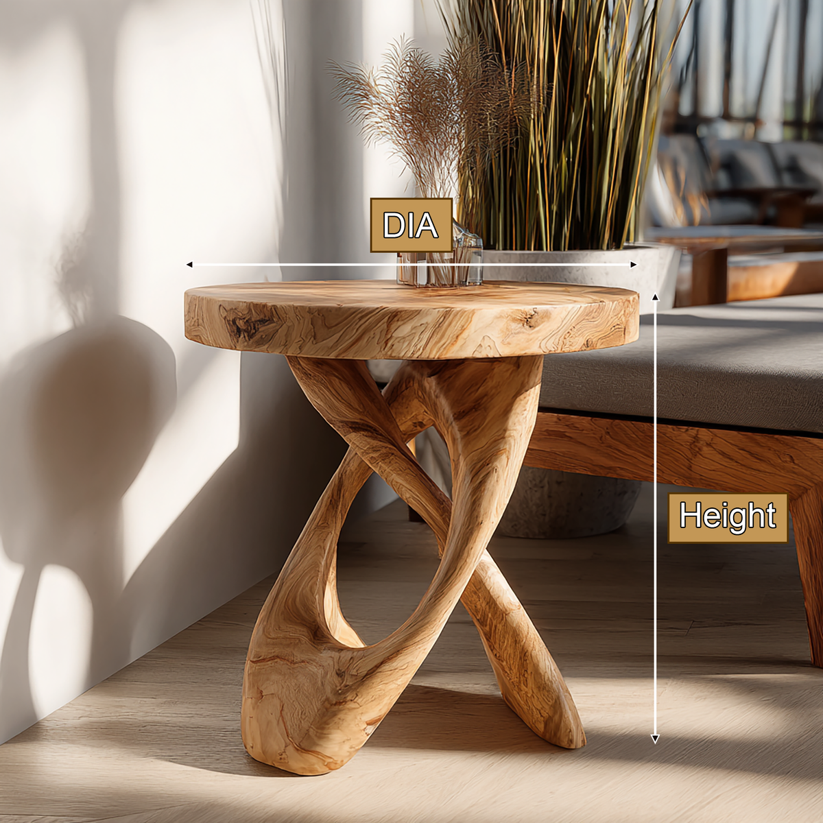 Helixcrest Sculpted Solid Wood Side Table - Timberustic Side Table