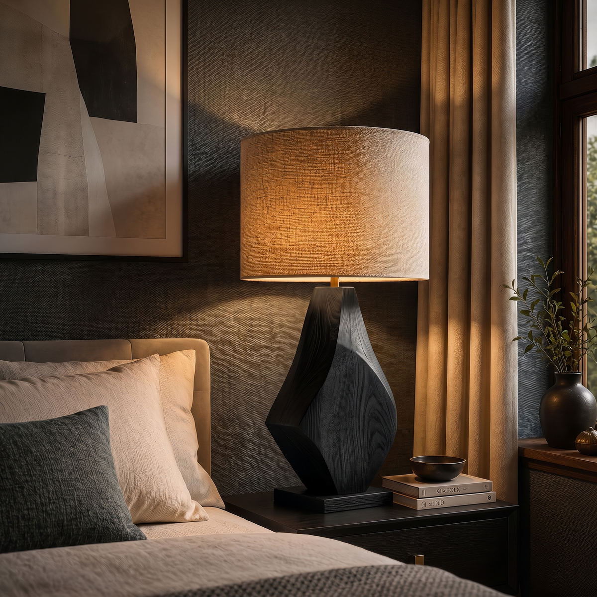 Kaelith Handcrafted Solid Wood Table Lamp SPA029581 Black - Timberustic Table Lamp