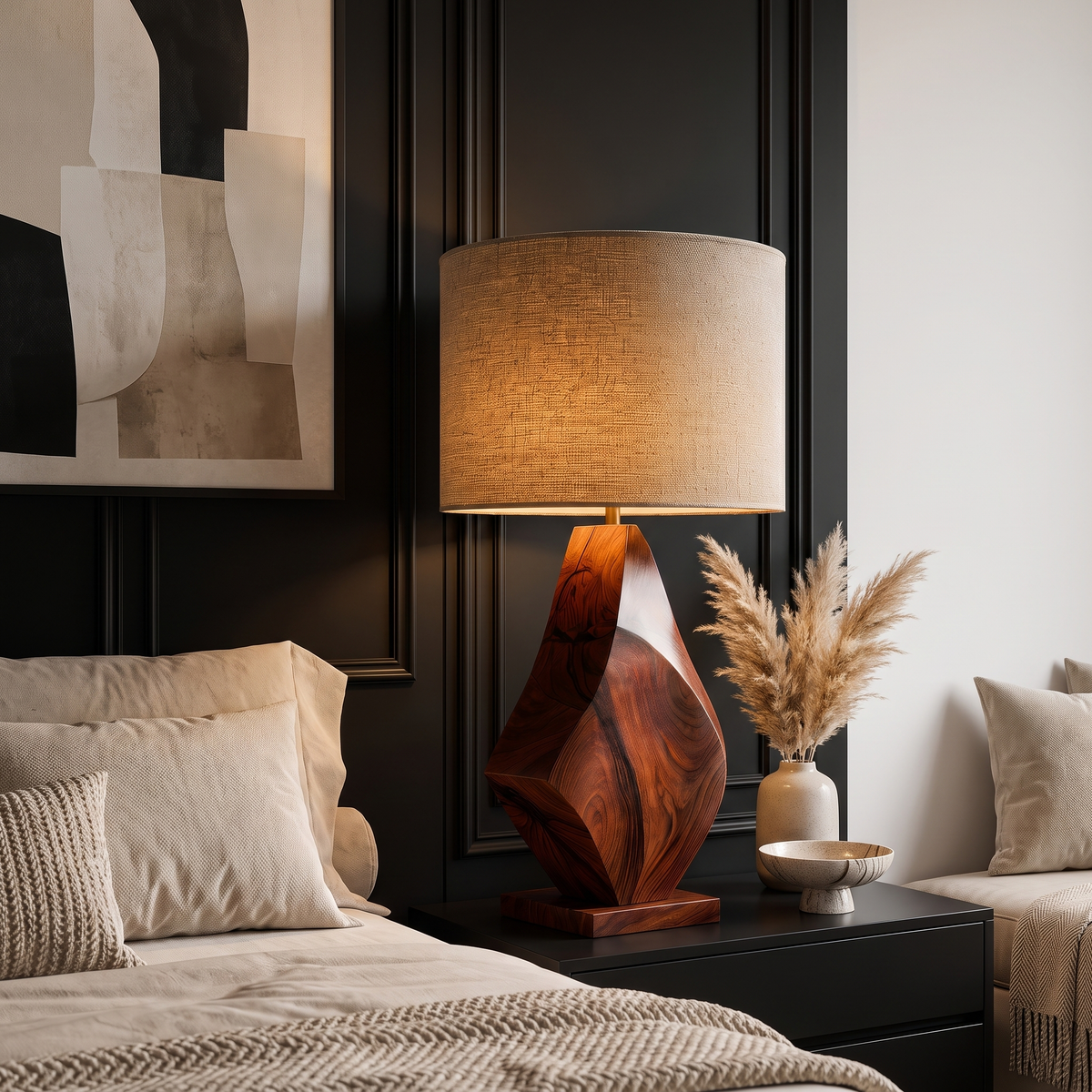 Kaelith Handcrafted Solid Wood Table Lamp SPA029581 Mahogany - Timberustic Table Lamp