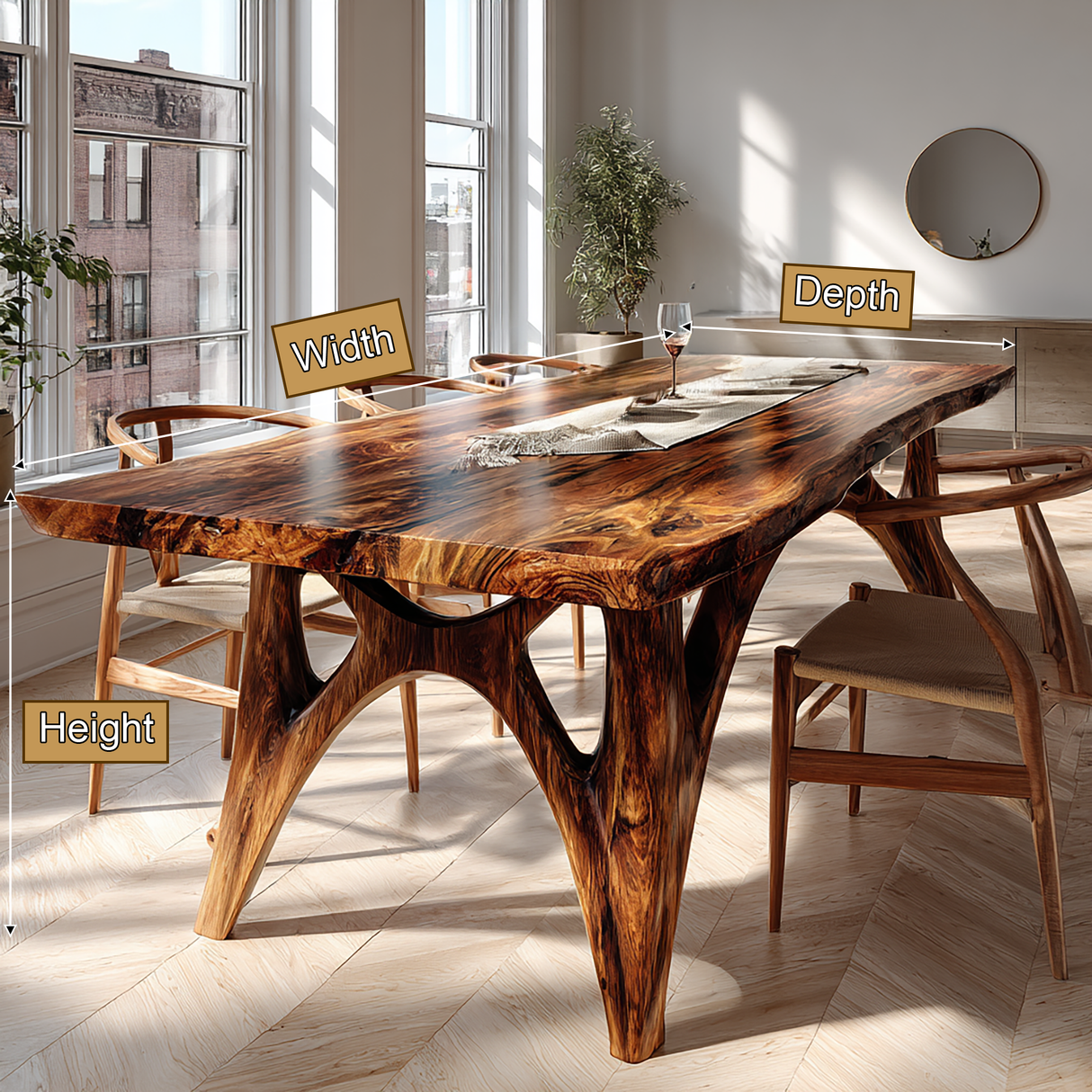 Kaelith Live Edge Solid Wood Dining Table - Timberustic Dining Table