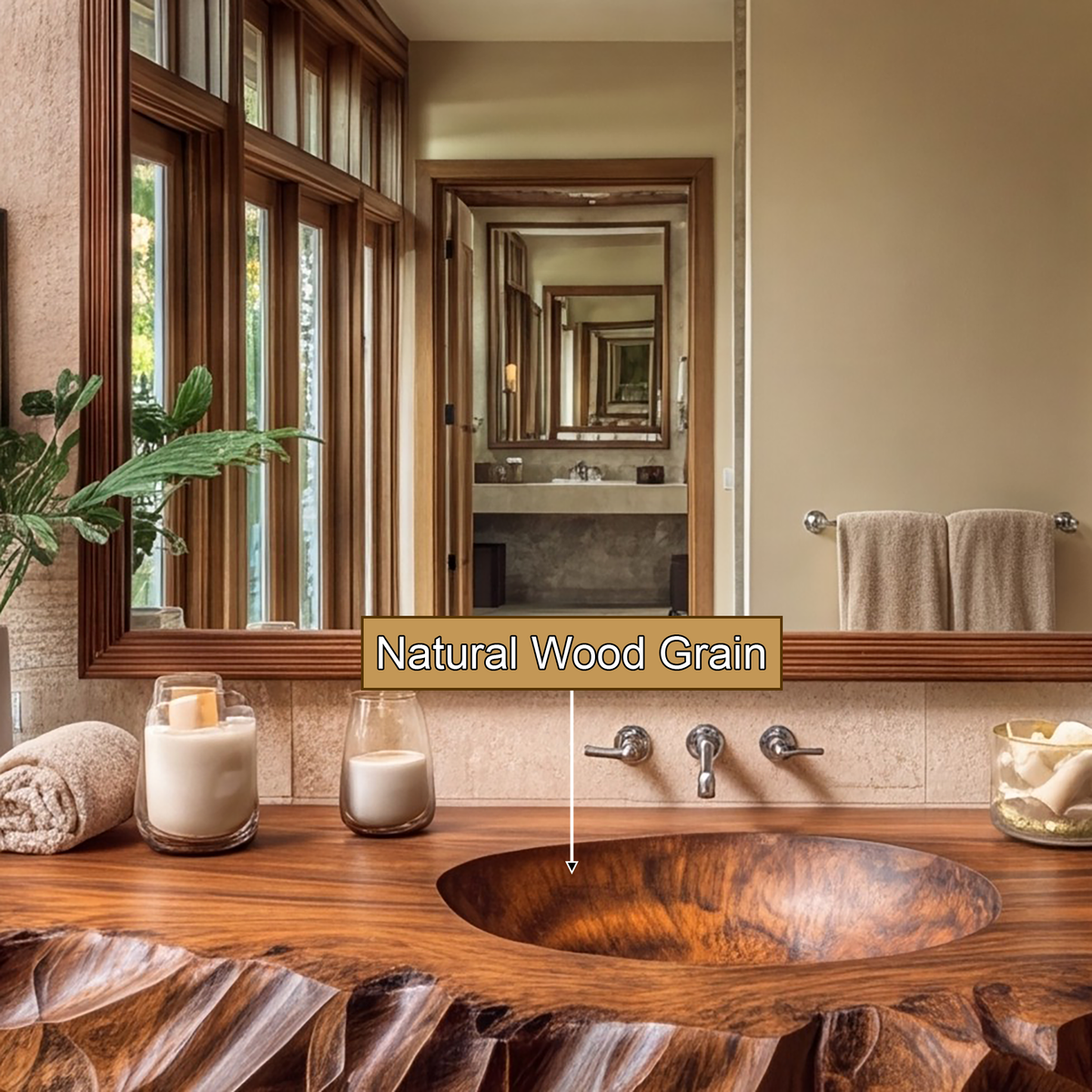 Kaelith Live Edge Solid Wood Floating Bathroom Vanity with Integrated Sink - Timberustic Floating Bathroom Vanity with Integrated Sink