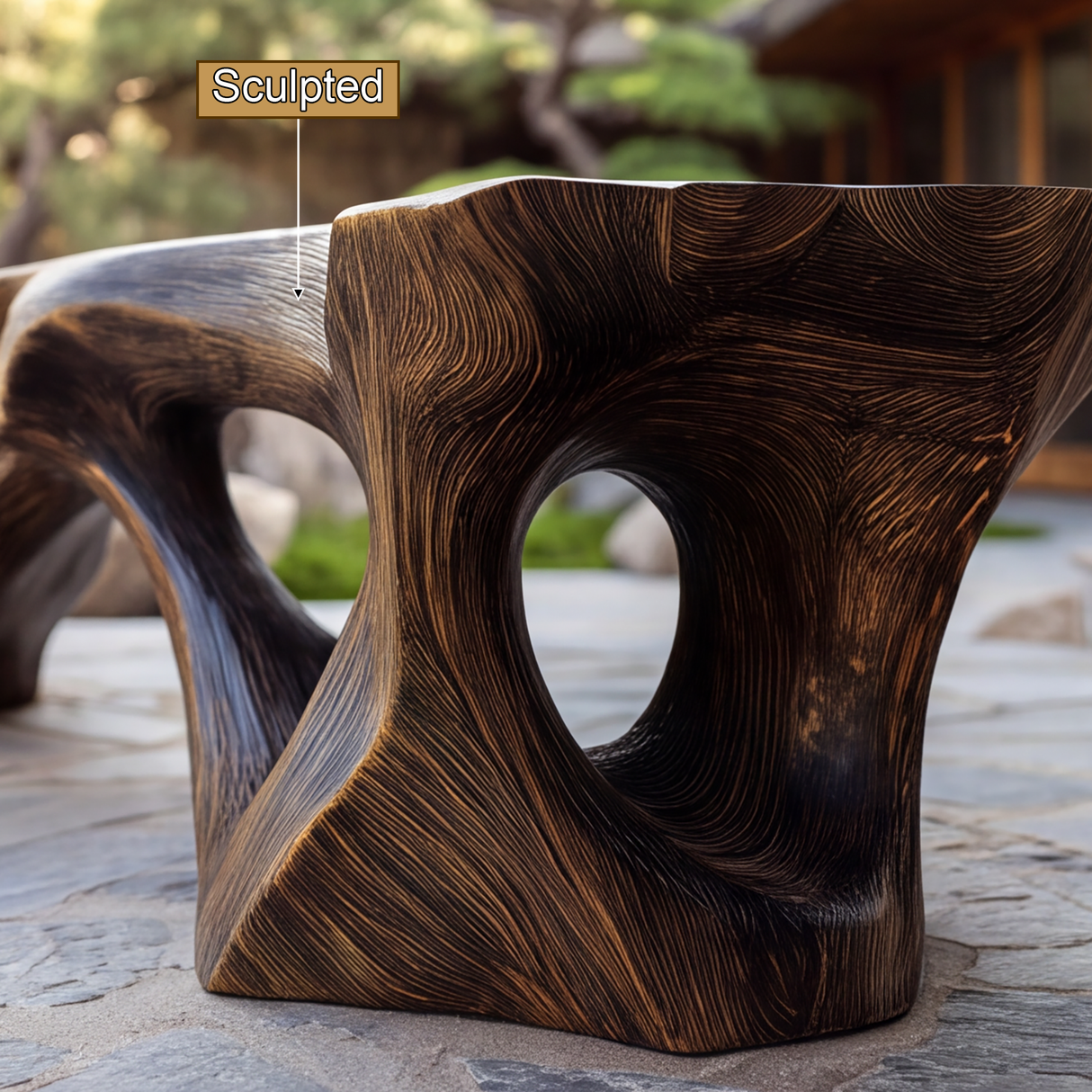 Kaelthorn Sculpted Solid Wood Outdoor Bench - Timberustic Bench