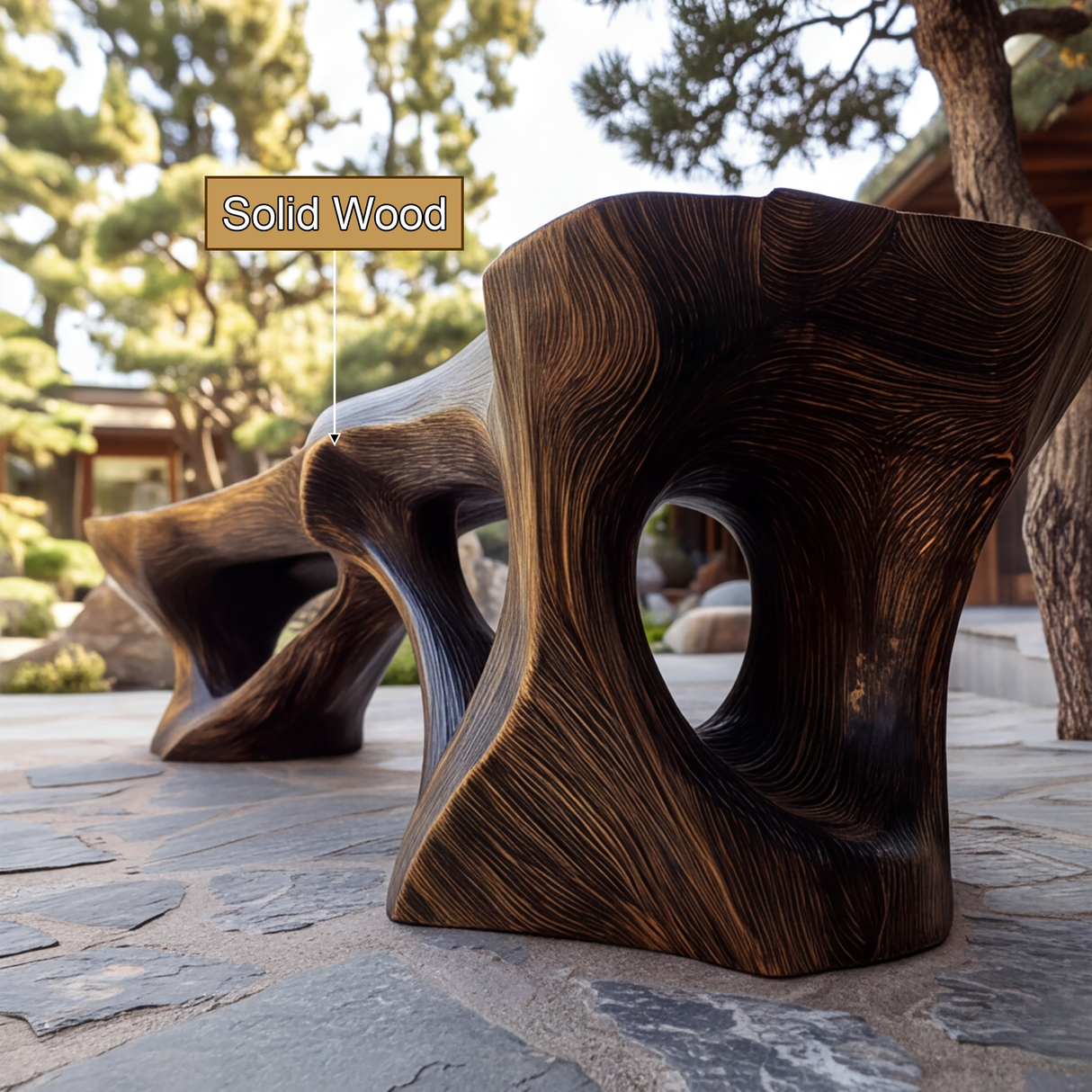 Kaelthorn Sculpted Solid Wood Outdoor Bench - Timberustic Bench