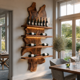 Kaelvorn Live Edge Solid Wood Floating Wine Shelf SPA825782