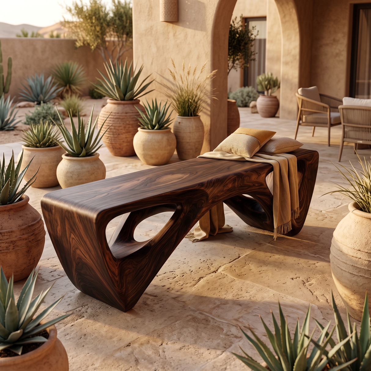Kavora Sculpted Solid Wood Outdoor Bench - Timberustic Bench