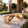 Kavora Sculpted Solid Wood Outdoor Bench Natural Oak - Timberustic Bench