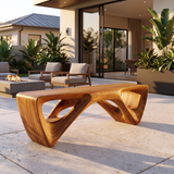 Kavora Sculpted Solid Wood Outdoor Bench Teak - Timberustic Bench