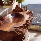 Kavros Sculptural Carved Solid Wood Floating Bathroom Vanity with Integrated Sink - Timberustic Floating Bathroom Vanity with Integrated Sink