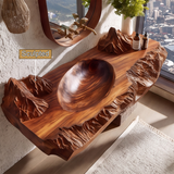 Kavros Sculptural Carved Solid Wood Floating Bathroom Vanity with Integrated Sink - Timberustic Floating Bathroom Vanity with Integrated Sink