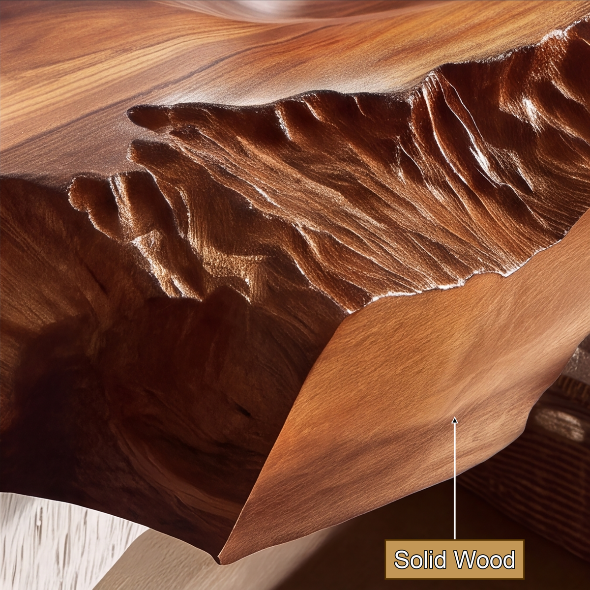 Kavros Sculptural Carved Solid Wood Floating Bathroom Vanity with Integrated Sink - Timberustic Floating Bathroom Vanity with Integrated Sink