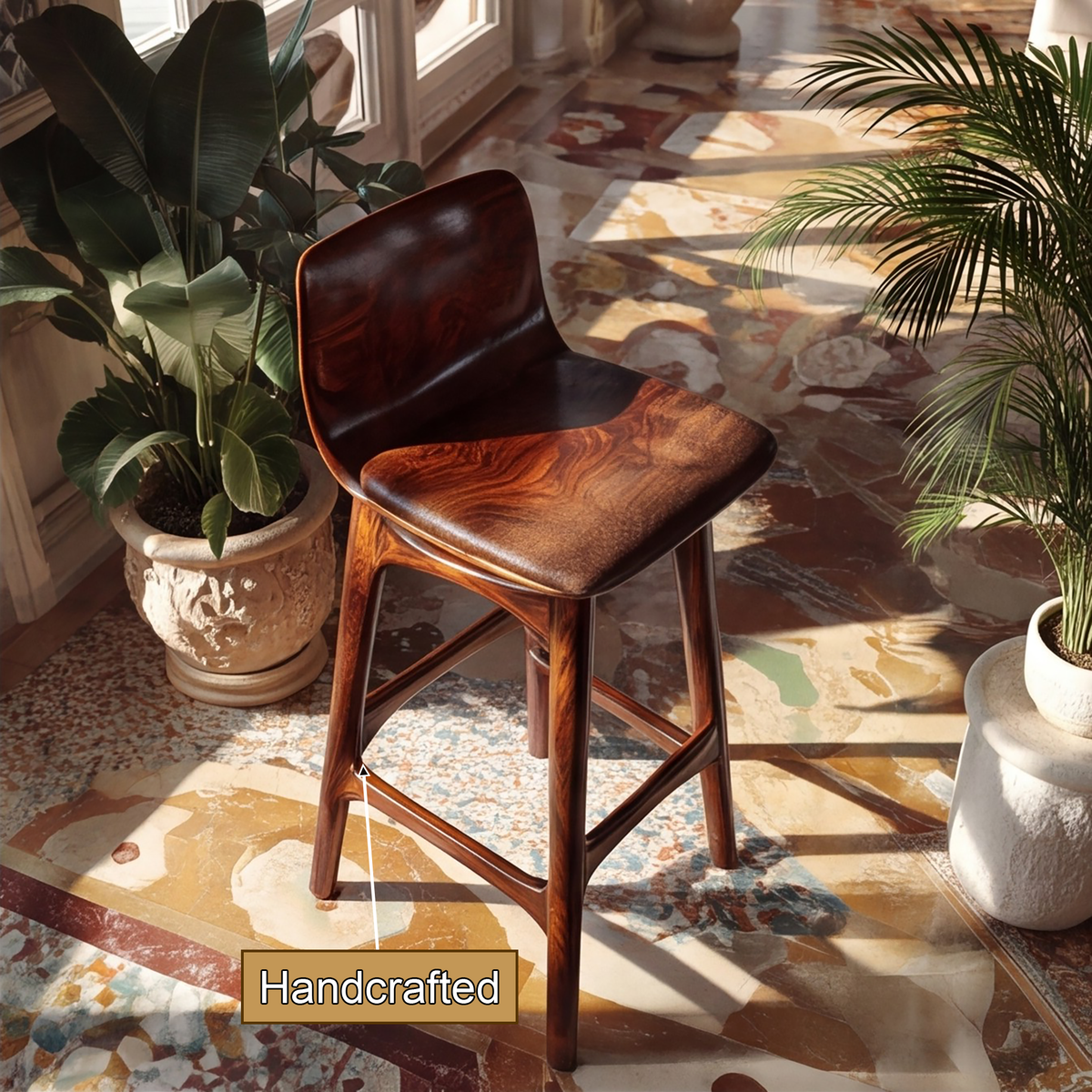 Lioren Arc Solid Wood Bar Stool - Timberustic Bar Stool