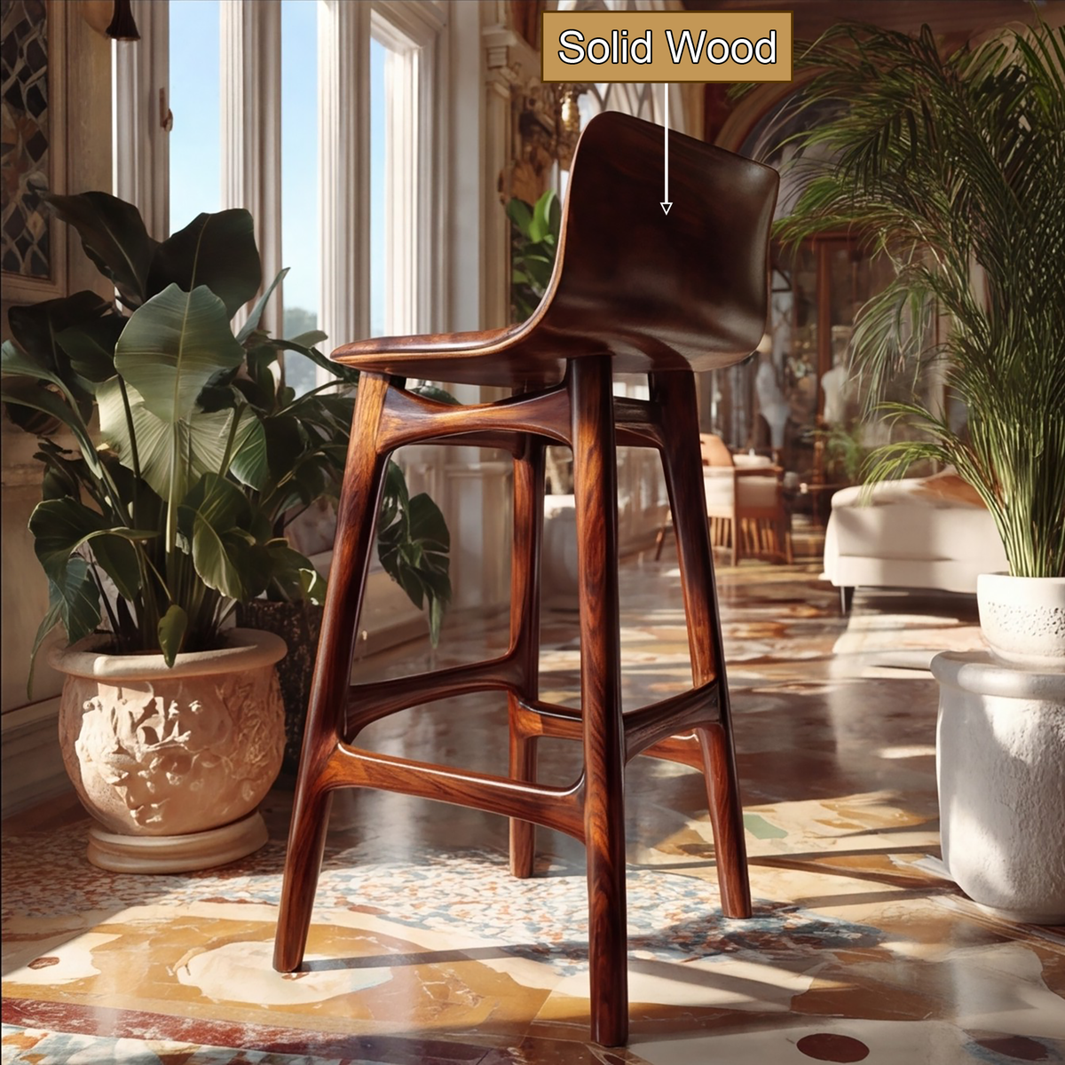 Lioren Arc Solid Wood Bar Stool - Timberustic Bar Stool