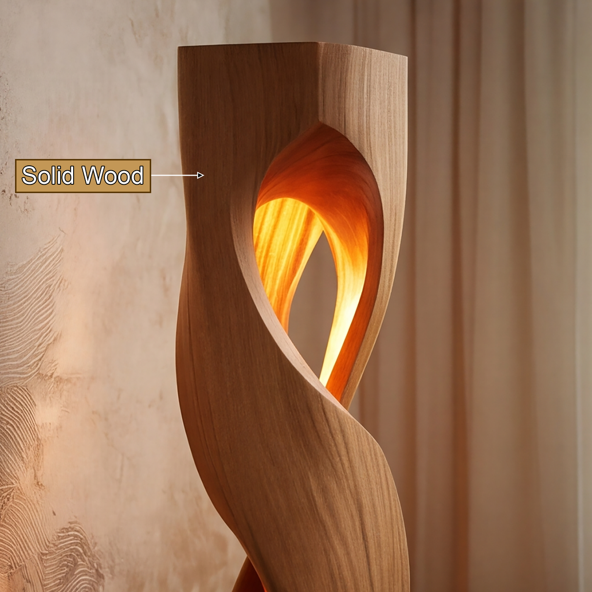 Lumora Sculpted Solid Wood Floor Lamp