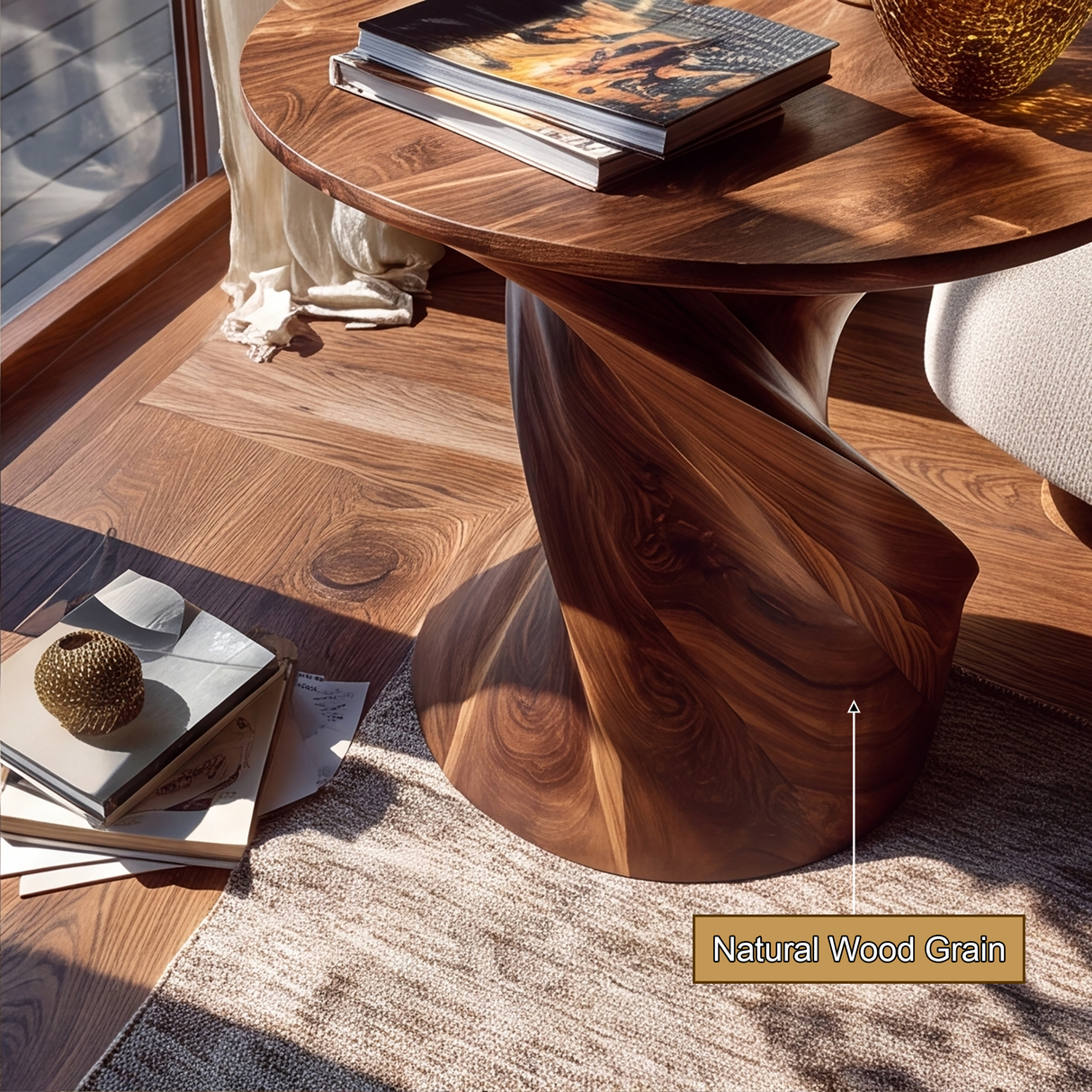 Lunara Sculpted Solid Wood Side Table