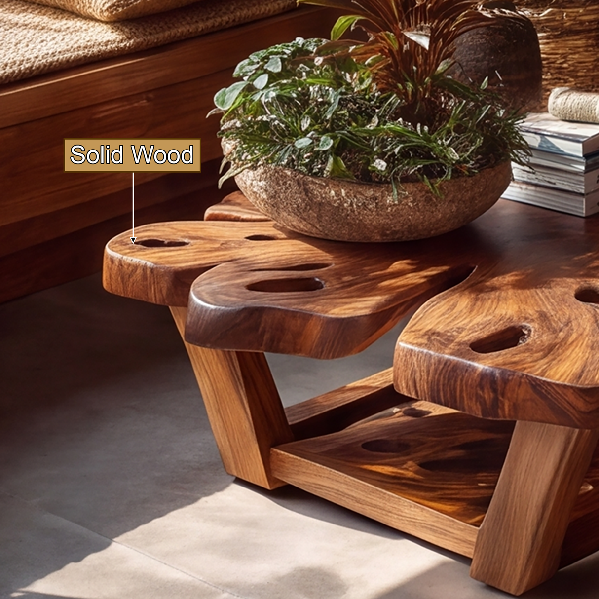 Monstera Live Edge Solid Wood Coffee Table