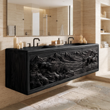 Montavero Handcrafted Solid Wood Floating Bathroom Vanity with Integrated Sink and Drawers