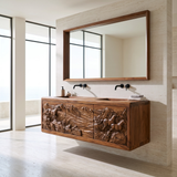 Montavero Handcrafted Solid Wood Floating Bathroom Vanity with Integrated Sink and Drawers