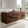 Montavero Handcrafted Solid Wood Floating Bathroom Vanity with Integrated Sink and Drawers