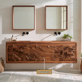 Montavero Handcrafted Solid Wood Floating Bathroom Vanity with Integrated Sink and Drawers