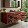 Montavero Handcrafted Solid Wood Floating Bathroom Vanity with Integrated Sink and Drawers
