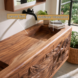 Montavero Handcrafted Solid Wood Floating Bathroom Vanity with Integrated Sink and Drawers