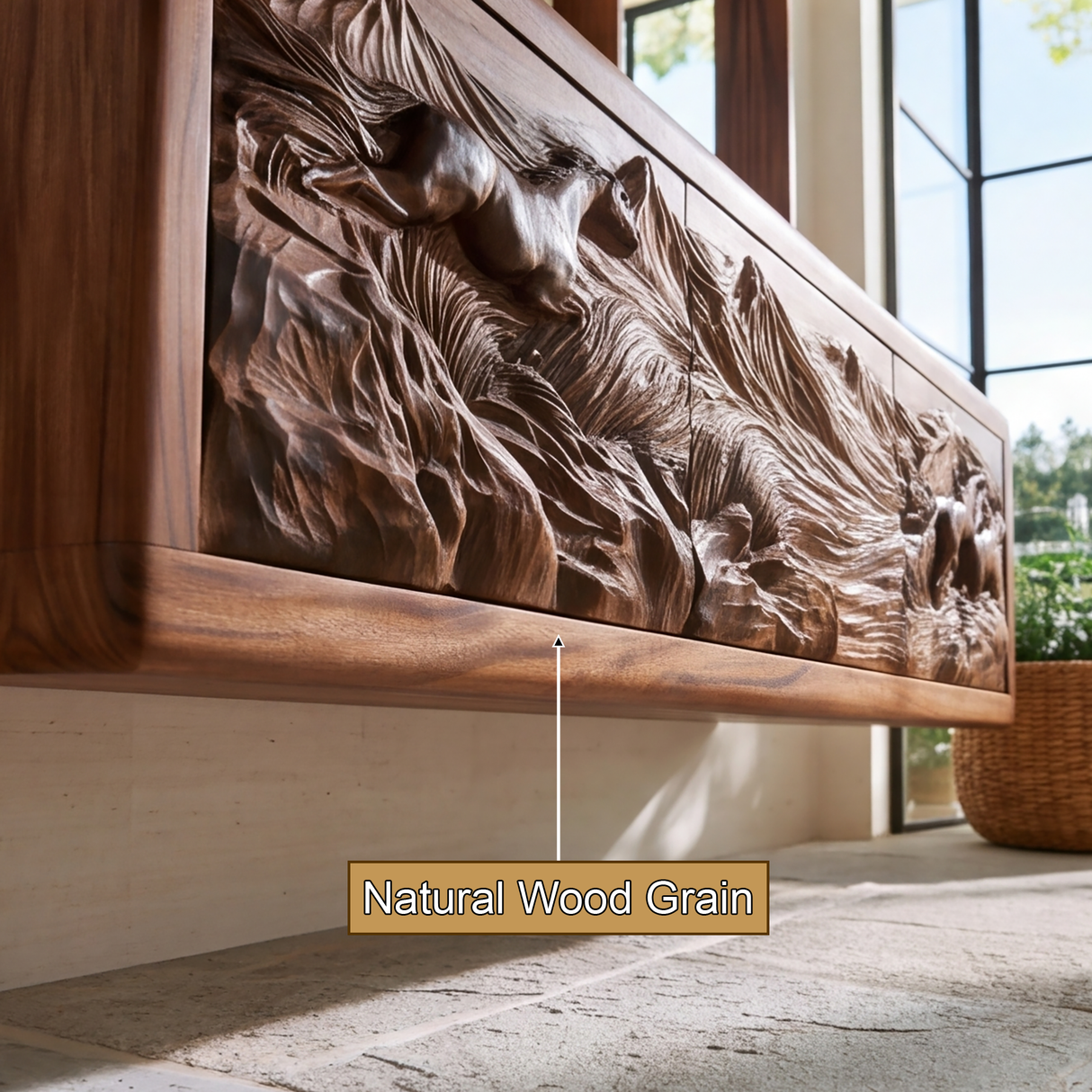 Montavero Handcrafted Solid Wood Floating Bathroom Vanity with Integrated Sink and Drawers