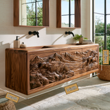 Montavero Handcrafted Solid Wood Floating Bathroom Vanity with Integrated Sink and Drawers
