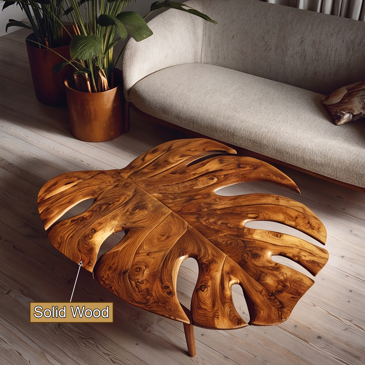 Monvera Live Edge Solid Wood Coffee Table